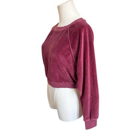 NWTSuzie Kondi Cropped Crew Neck Velour Sweatshirt Dusty Rose Sz M - Picture 6 of 14